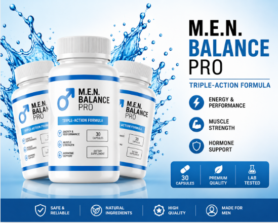 Men Balance Pro triple-action formula bottles with 30 capsules